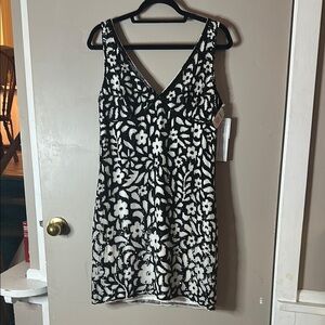 Elegant Black and White Floral Dress